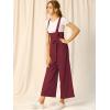 imageAllegra K Womens High Waist Wide Leg Belted Jumpsuits Button Long OverallsBurgundy
