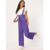 imageAllegra K Womens High Waist Wide Leg Belted Jumpsuits Button Long OverallsGrape