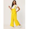 imageAllegra K Womens High Waist Wide Leg Belted Jumpsuits Button Long OverallsLight Yellow