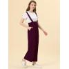 imageAllegra K Womens High Waist Wide Leg Belted Jumpsuits Button Long OverallsPurplish Red