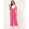 imageAllegra K Womens High Waist Wide Leg Belted Jumpsuits Button Long OverallsRose Red