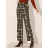 imageAllegra K Womens Plaid Pants Elastic Waist Casual Work Office Long TrousersArmy Green