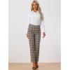 imageAllegra K Womens Plaid Pants Elastic Waist Casual Work Office Long TrousersBeige Black