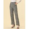 imageAllegra K Womens Plaid Pants Elastic Waist Casual Work Office Long TrousersBlack Beige