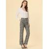 imageAllegra K Womens Plaid Pants Elastic Waist Casual Work Office Long TrousersBlack Beige