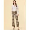 imageAllegra K Womens Plaid Pants Elastic Waist Casual Work Office Long TrousersBlack Khaki