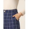 imageAllegra K Womens Plaid Pants Elastic Waist Casual Work Office Long TrousersDark Blue