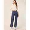 imageAllegra K Womens Plaid Pants Elastic Waist Casual Work Office Long TrousersDark Blue