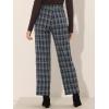 imageAllegra K Womens Plaid Pants Elastic Waist Casual Work Office Long TrousersDark Blue Beige