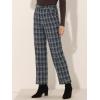 imageAllegra K Womens Plaid Pants Elastic Waist Casual Work Office Long TrousersDark Blue Beige