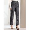 imageAllegra K Womens Plaid Pants Elastic Waist Casual Work Office Long TrousersDark Gray Black