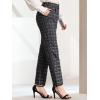 imageAllegra K Womens Plaid Pants Elastic Waist Casual Work Office Long TrousersDark Gray Black