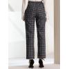 imageAllegra K Womens Plaid Pants Elastic Waist Casual Work Office Long TrousersDark Gray Black