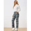 imageAllegra K Womens Plaid Pants Elastic Waist Casual Work Office Long TrousersGray Blue