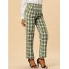 imageAllegra K Womens Plaid Pants Elastic Waist Casual Work Office Long TrousersGreen