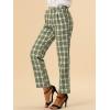 imageAllegra K Womens Plaid Pants Elastic Waist Casual Work Office Long TrousersGreen