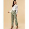 imageAllegra K Womens Plaid Pants Elastic Waist Casual Work Office Long TrousersGreen