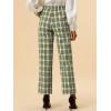 imageAllegra K Womens Plaid Pants Elastic Waist Casual Work Office Long TrousersGreen