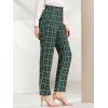 imageAllegra K Womens Plaid Pants Elastic Waist Casual Work Office Long TrousersGreen Black White