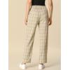 imageAllegra K Womens Plaid Pants Elastic Waist Casual Work Office Long TrousersKhaki