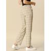 imageAllegra K Womens Plaid Pants Elastic Waist Casual Work Office Long TrousersKhaki