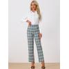 imageAllegra K Womens Plaid Pants Elastic Waist Casual Work Office Long TrousersKhaki Gray Blue