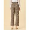 imageAllegra K Womens Plaid Pants Elastic Waist Casual Work Office Long TrousersLight Brown Beige