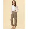 imageAllegra K Womens Plaid Pants Elastic Waist Casual Work Office Long TrousersLight Brown Beige