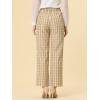 imageAllegra K Womens Plaid Pants Elastic Waist Casual Work Office Long TrousersLight Khaki Beige