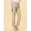 imageAllegra K Womens Plaid Pants Elastic Waist Casual Work Office Long TrousersLight Khaki Beige