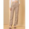 imageAllegra K Womens Plaid Pants Elastic Waist Casual Work Office Long TrousersLight Khaki Brown