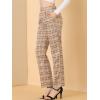 imageAllegra K Womens Plaid Pants Elastic Waist Casual Work Office Long TrousersLight Khaki Brown