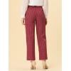 imageAllegra K Womens Plaid Pants Elastic Waist Casual Work Office Long TrousersRed