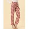 imageAllegra K Womens Plaid Pants Elastic Waist Casual Work Office Long TrousersRed Beige