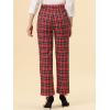 imageAllegra K Womens Plaid Pants Elastic Waist Casual Work Office Long TrousersRed Black