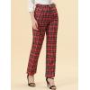 imageAllegra K Womens Plaid Pants Elastic Waist Casual Work Office Long TrousersRed Black