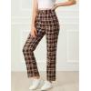 imageAllegra K Womens Plaid Pants Elastic Waist Casual Work Office Long TrousersRed Brown