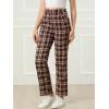 imageAllegra K Womens Plaid Pants Elastic Waist Casual Work Office Long TrousersRed Brown