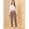 imageAllegra K Womens Plaid Pants Elastic Waist Casual Work Office Long TrousersRed Brown Beige