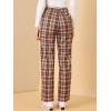 imageAllegra K Womens Plaid Pants Elastic Waist Casual Work Office Long TrousersRed Brown Beige