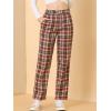 imageAllegra K Womens Plaid Pants Elastic Waist Casual Work Office Long TrousersRed Brown Beige