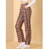 imageAllegra K Womens Plaid Pants Elastic Waist Casual Work Office Long TrousersRed Brown Beige