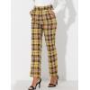 imageAllegra K Womens Plaid Pants Elastic Waist Casual Work Office Long TrousersYellow