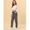 imageAllegra K Womens Plaid Sweatpants Tapered Tie High Waisted Tartan Pants with PocketsBlack