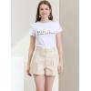 imageAllegra K Womens Summer Belted Cotton Work Office High Waist Shorts with PocketsBeige