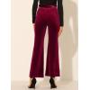 imageAllegra K Womens Velvet Pants Halloween Tie Waist Stretchy Wide Leg Pants with PocketsBurgundy