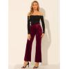 imageAllegra K Womens Velvet Pants Halloween Tie Waist Stretchy Wide Leg Pants with PocketsBurgundy