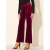 imageAllegra K Womens Velvet Pants Halloween Tie Waist Stretchy Wide Leg Pants with PocketsBurgundy