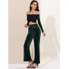 imageAllegra K Womens Velvet Pants Halloween Tie Waist Stretchy Wide Leg Pants with PocketsDark Green