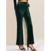 imageAllegra K Womens Velvet Pants Halloween Tie Waist Stretchy Wide Leg Pants with PocketsDark Green